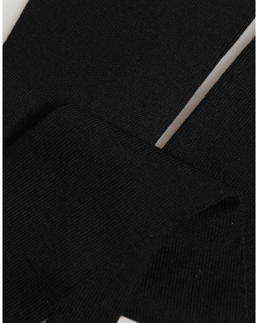 Dolce & Gabbana Black Virgin Wool Knitted Fingerless Gloves for men