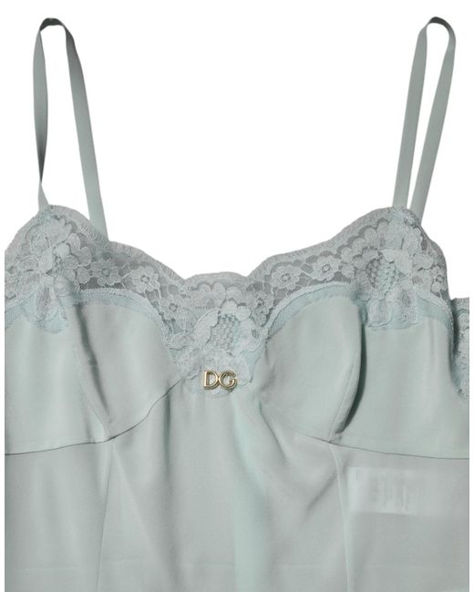 Dolce & Gabbana Gray Lace Trim Midi Dress