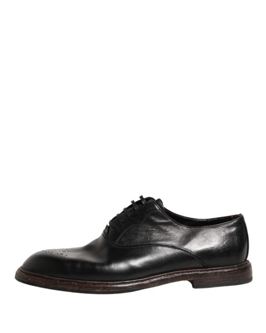 Dolce & Gabbana Black Calfskin Leather Oxford Dress Shoes for men