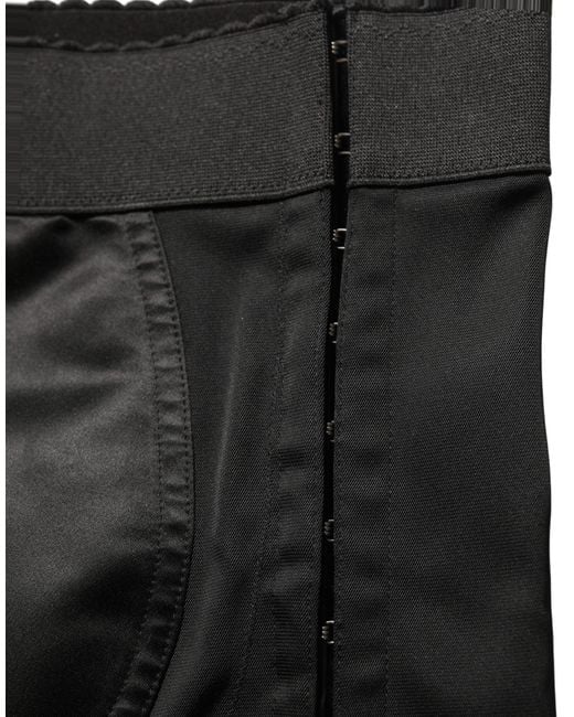 Dolce & Gabbana Black Nylon Highwaist Elastic Waistband Shorts