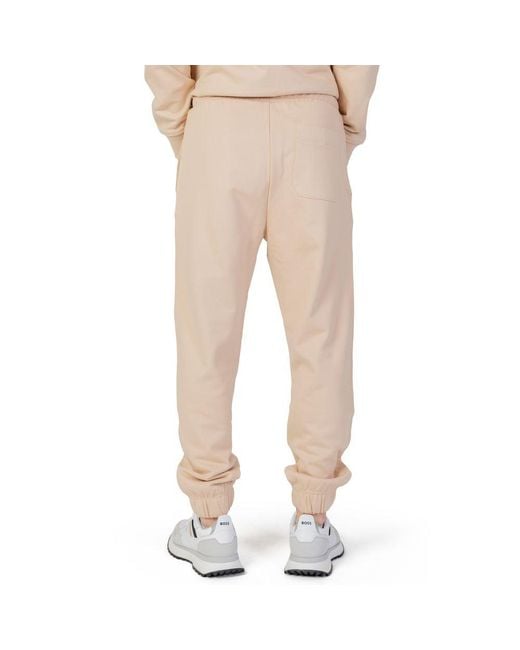 Boss Natural Beige Cotton Joggers (workout Pants) for men