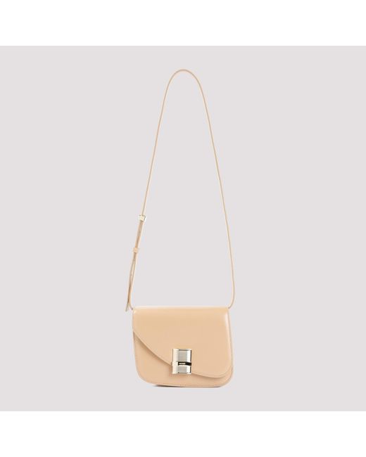 Ferragamo Pink Light Camel Calf Leather Oyster Handbag