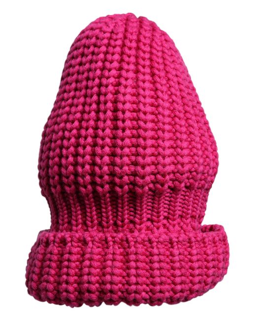 Dolce & Gabbana Red Solid Wool Knitted Winter Beanie Hat for men