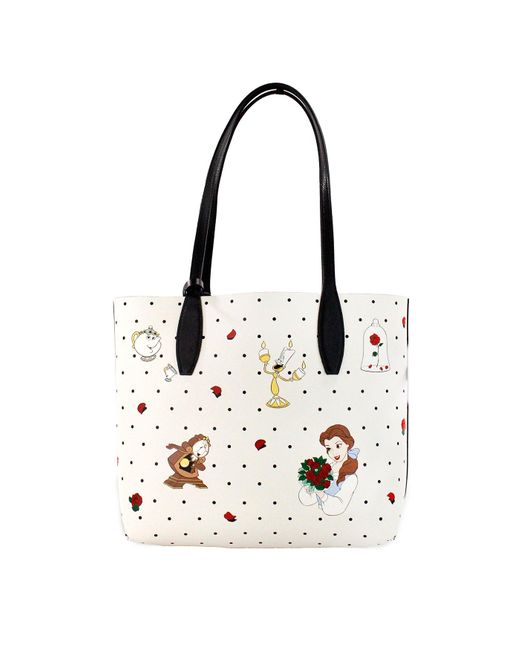 Kate Spade Black Disney Beauty And The Beast Small Leather Reversible Tote Handbag