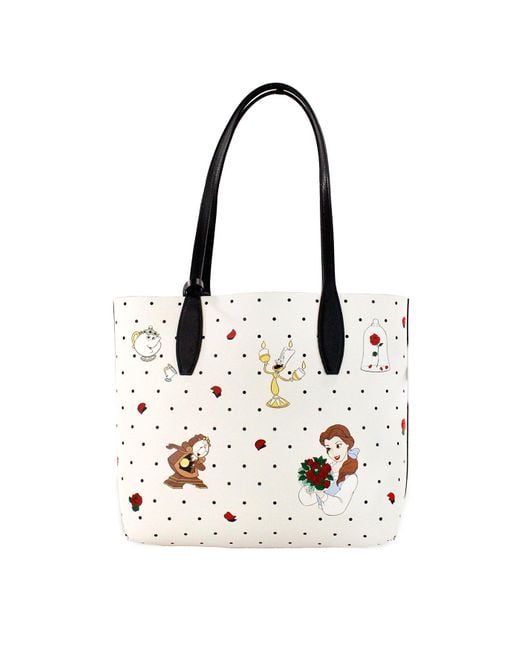 Kate Spade Black Disney Beauty And The Beast Small Leather Reversible Tote Handbag