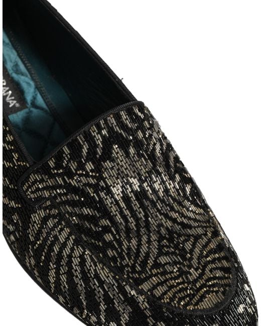 Dolce & Gabbana Black Silver Embellished Dress Loafers Shoes for men
