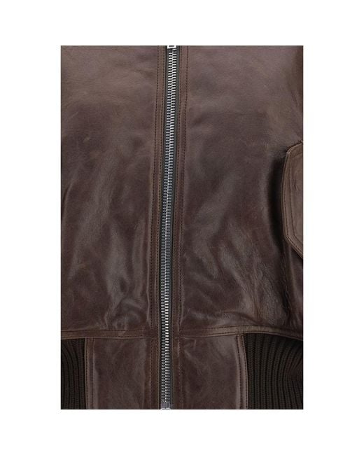 Rick Owens Brown Calf Leather Bos Taurus Bomber