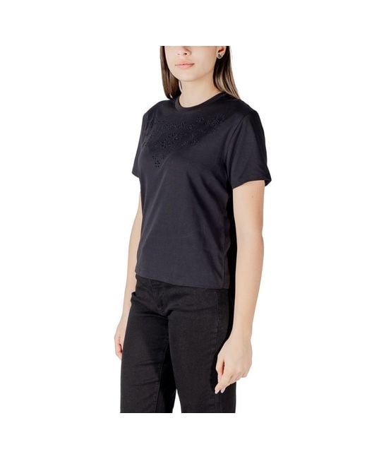 Jacqueline De Yong Black Cotton T-Shirt