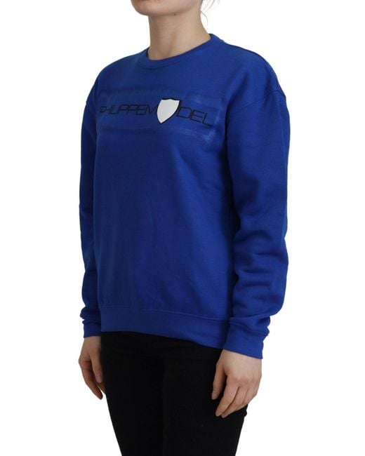Philippe Model Blue Printed Long Sleeves Pullover Sweater