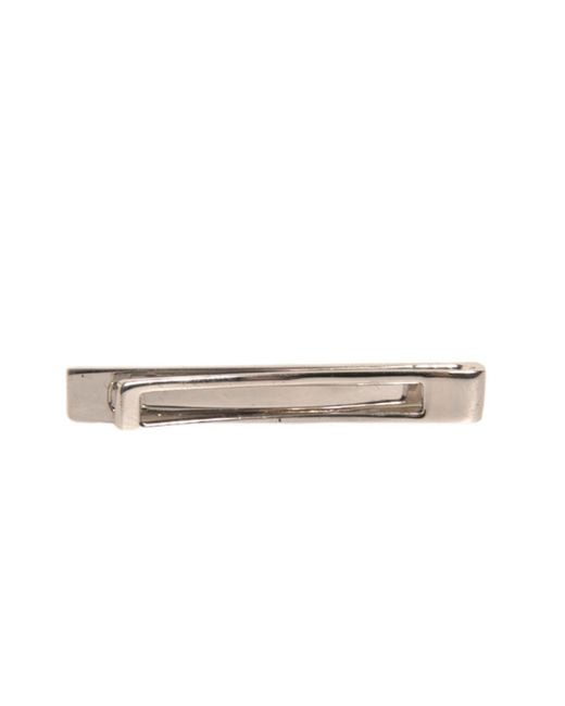 Dolce & Gabbana White Tone Brass Logo Branded Tie Clip Bar for men