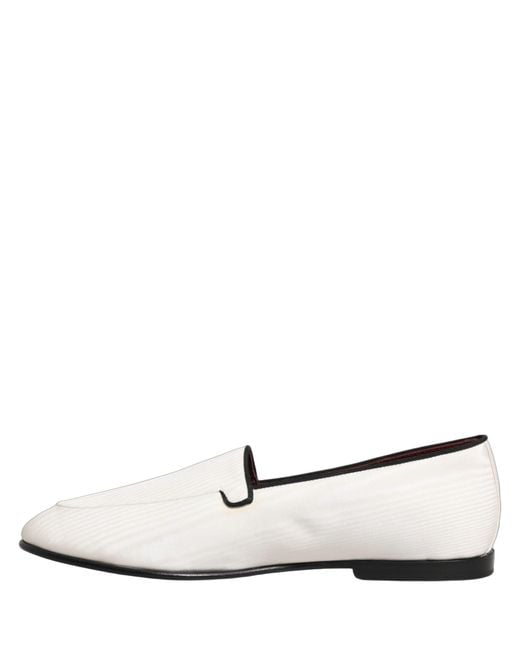 Dolce & Gabbana White Velvet Slip On Men Flats Loafers Shoes for men
