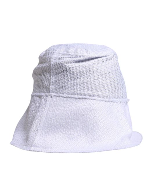 Dolce & Gabbana White Polyester Wide Brim Bucket Hat for men