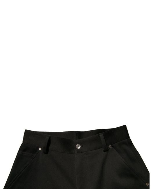 Dolce & Gabbana Black Cotton Mid Waist Cropped Pants for men