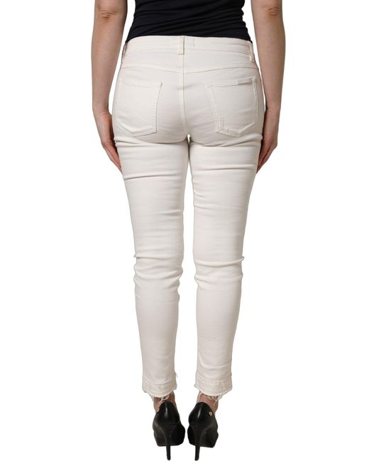 Dolce & Gabbana Multicolor White Tattered Skinny Cotton Denim Jeans