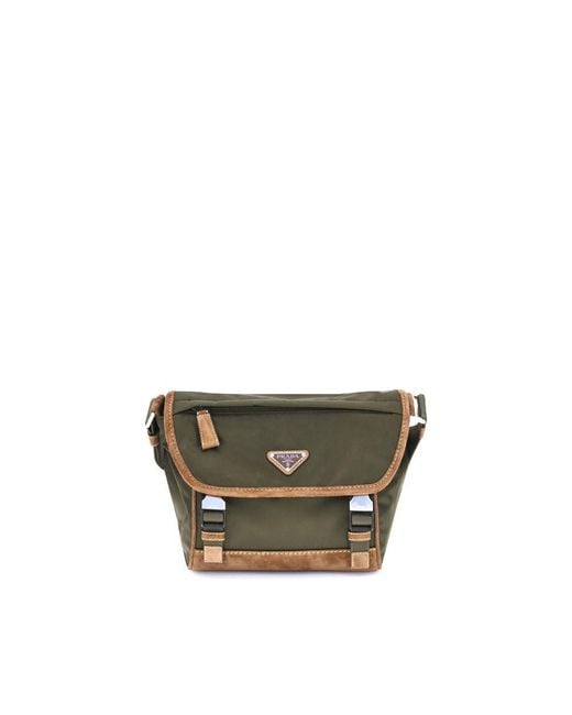 Prada Gray Re-nylon And Leather Medium Shoulder Bag for men