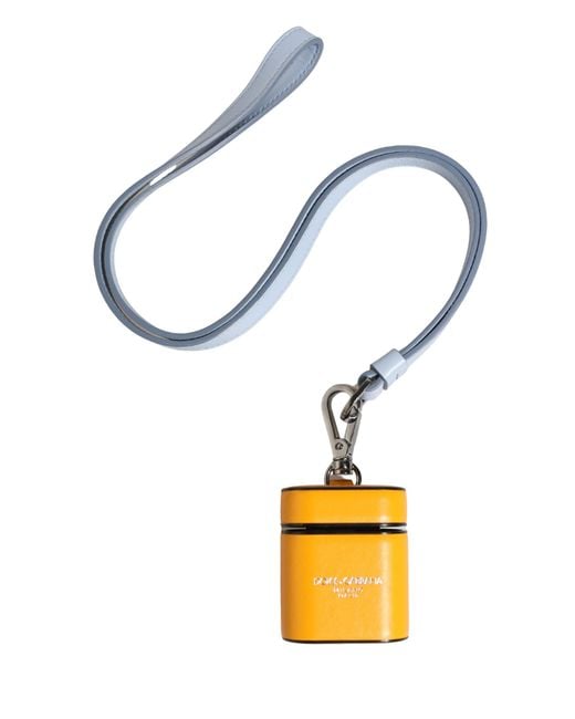 Dolce & Gabbana Metallic Case Calf Leather Logo Flip Holder Strap Airpods