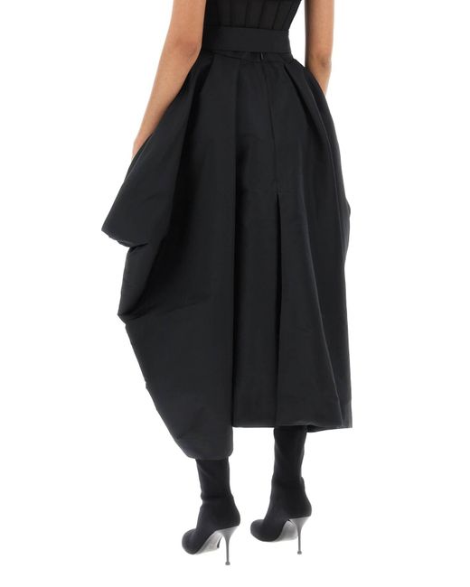 Alexander McQueen Black Peg-top Skirt In Polyfaille