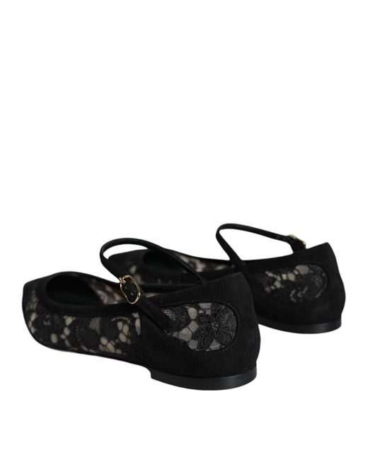Dolce & Gabbana Black Taormina Lace Bellucci Flats Shoes
