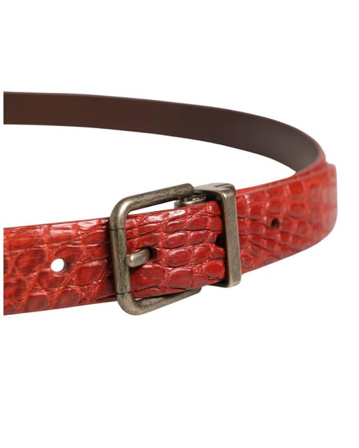 Dolce & Gabbana Red Leather Gold Tone Metal Buckle Men Belt for men