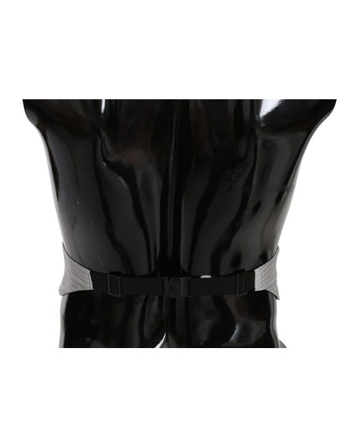 Dolce & Gabbana Black Dolce Gabbana Gray Patterned Waist Belt Silk Cummerbund for men