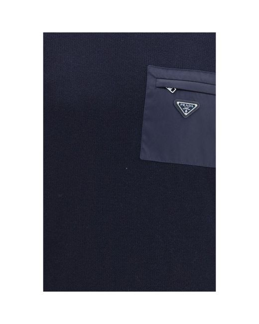 Prada Blue Wool Oves Aries Sweatshirt for men