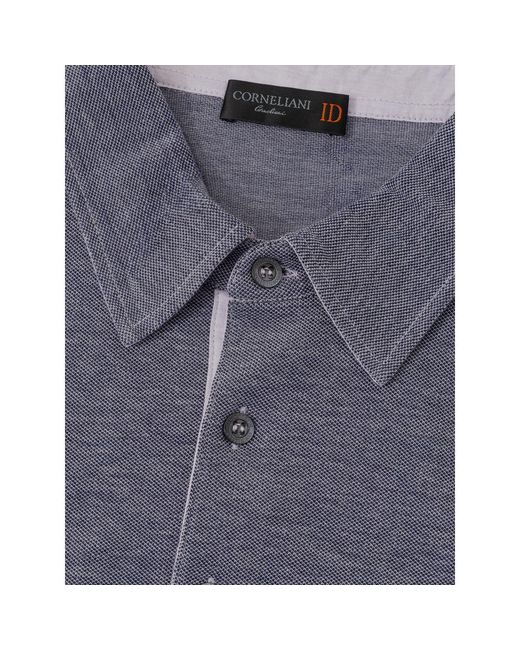 Corneliani Gray Long Sleeve Polo Shirt Melange Cotton for men