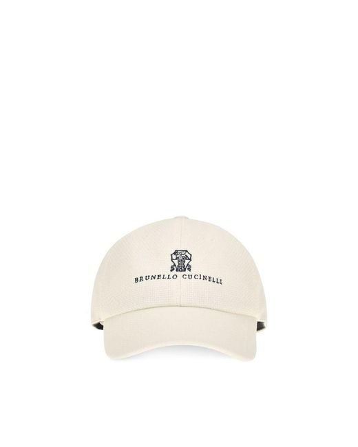 Brunello Cucinelli Natural White Silk Cap (baseball Hat) for men