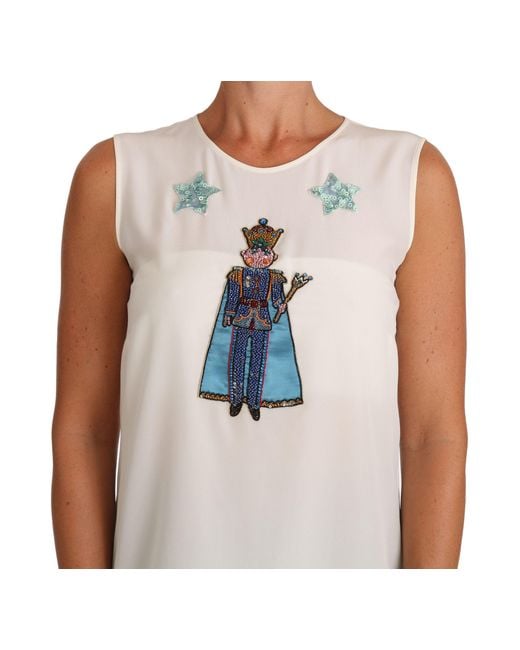 Dolce & Gabbana Gray Silk Crystal Sequined Fairy T-Shirt