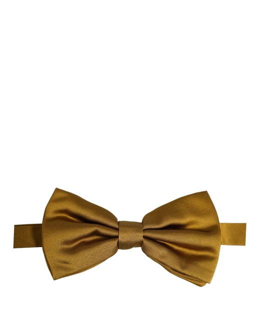 Dolce & Gabbana Black Men Mustard 100% Silk Adjustable Neck Papillon Bow Tie for men