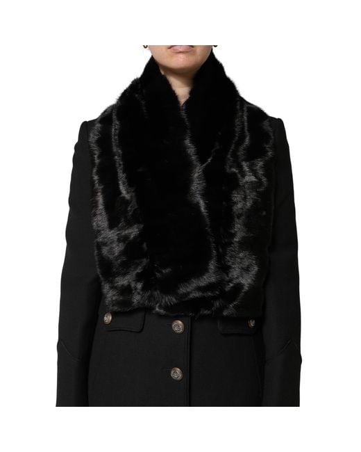 Dolce & Gabbana Black Fur Shawl Neck Wrap Cover Collar Scarf