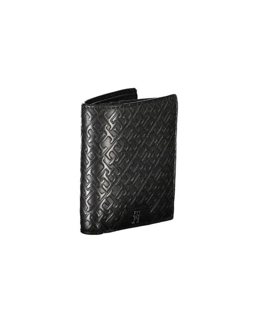 Tommy Hilfiger Black Sleek Leather Dual-Compartment Wallet for men
