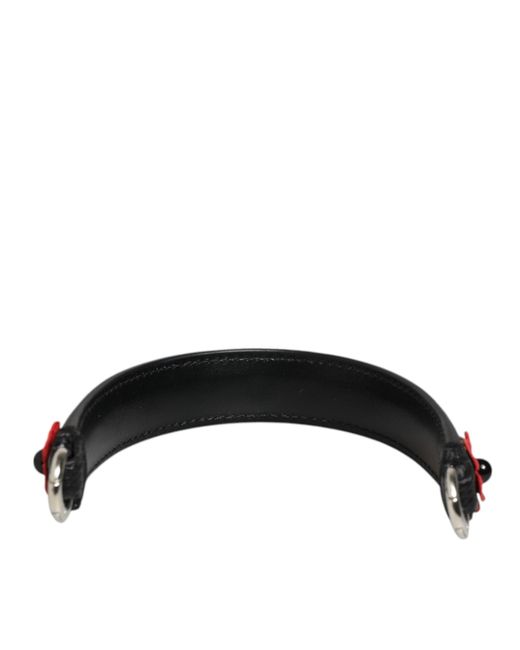 Dolce & Gabbana Black Embellished Leather Bag Handle Shoulder Strap