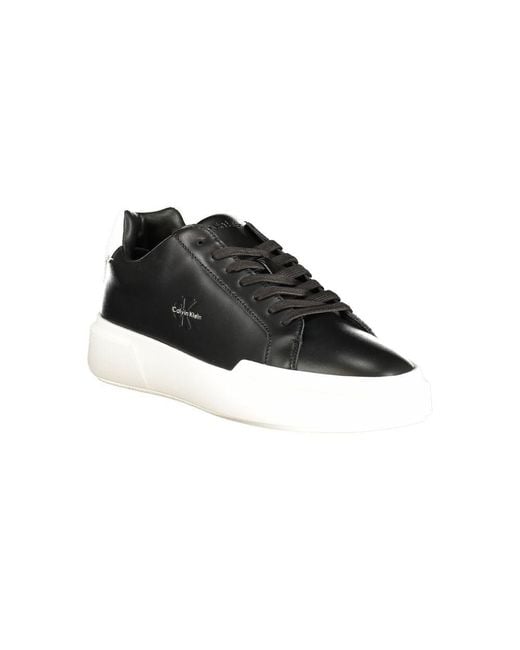 Calvin Klein Black Leather Lowtop Sneakers for men