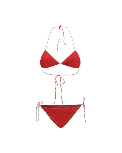 Oseree Red Multicolor Elastane Bikini
