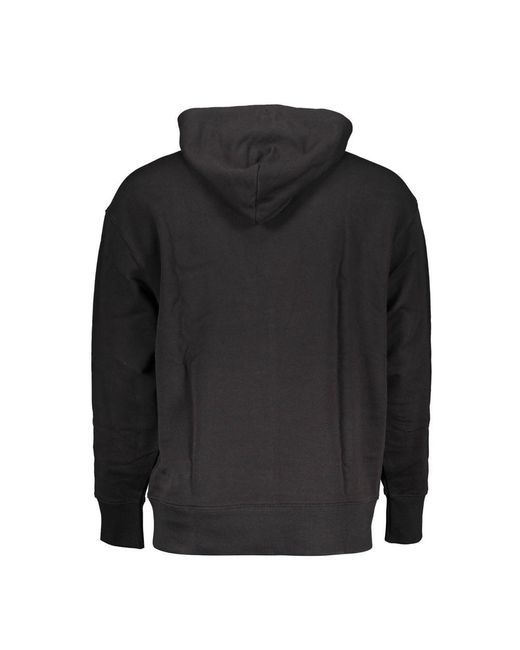 Tommy Hilfiger Black Sleek Cotton Hooded Sweatshirt With Logo for men
