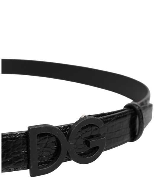 Dolce & Gabbana Black Leather Classic Metal Dg Buckle Belt for men