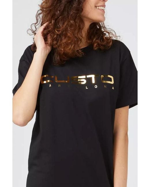 Custoline Black Chic Oversized Cotton Tee With Statement Front Print