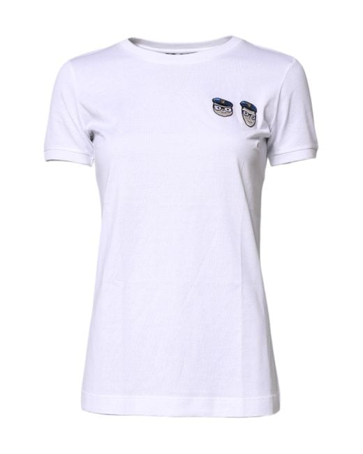 Dolce & Gabbana White #dgfamily Cotton Crew Neck T for men
