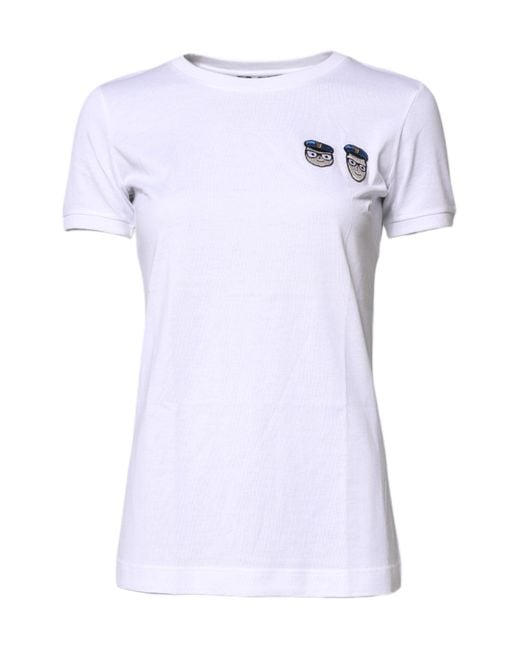 Dolce & Gabbana White #dgfamily Cotton Crew Neck T for men