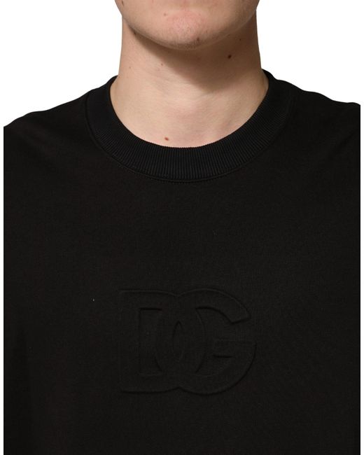 Dolce & Gabbana Black Cotton Crewneck Short Sleeve T-Shirt for men