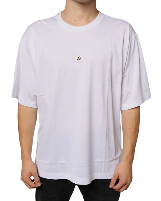Dolce & Gabbana White Metal Dg Logo Cotton Short Sleeves T-Shirt for men