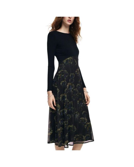 Desigual Black Polyester Casual Dress
