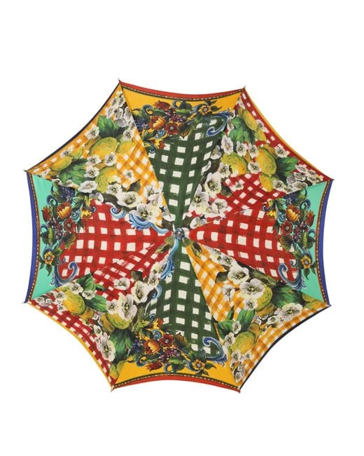 Dolce & Gabbana Multicolor Carretto Siciliano Print Collapsible Umbrella