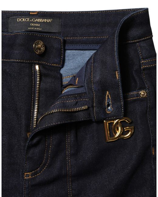Dolce & Gabbana Black Blue Cotton High Waist Skinny Denim Jeans for men