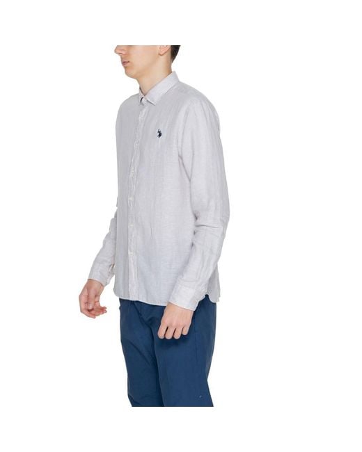 U.S. POLO ASSN. Gray Beige Linen Shirt for men