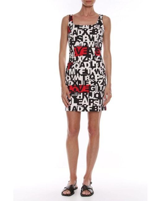 Love Moschino Red Chic Monochrome Dress With Accent