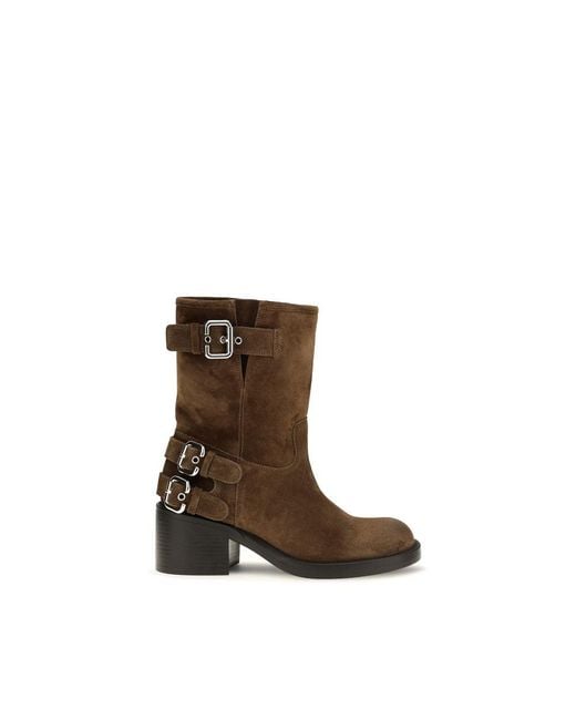 Chloé Brown Calf Leather Bos Taurus Ankle Boots