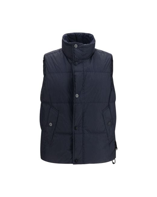 Stone Island Blue Goose Down Sleeveless Jacket for men