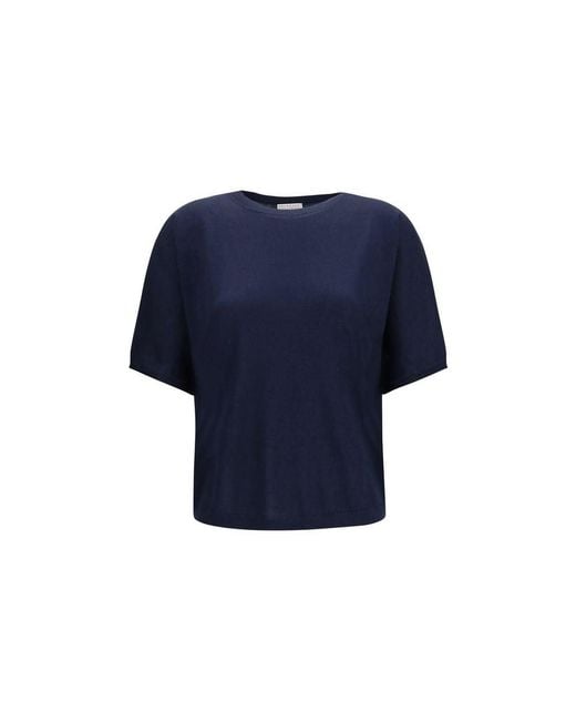 Brunello Cucinelli Blue Cashmere Sleeveles Sweater