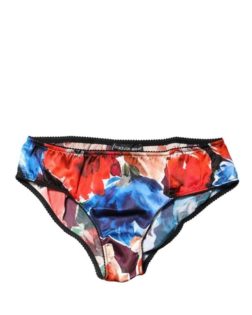 Dolce & Gabbana Blue Multicolor Floral Mid Waist Brief Panty Underwear